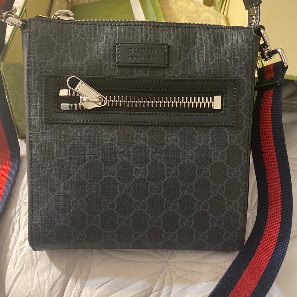 Gucci Black and Gray Messenger Bag